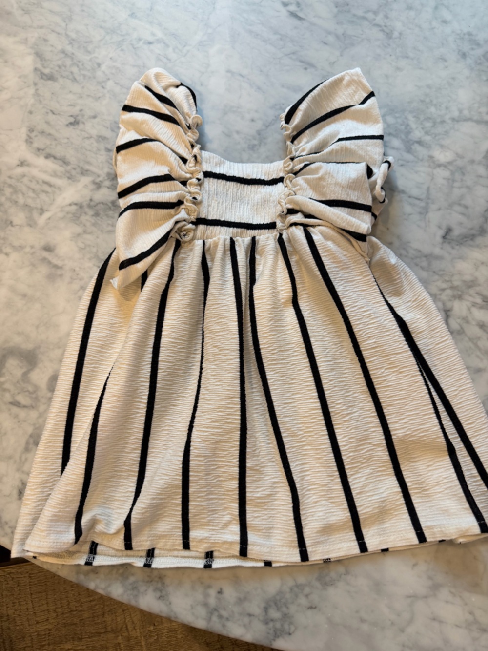 Zara Cream and Black Striped Kids Dress